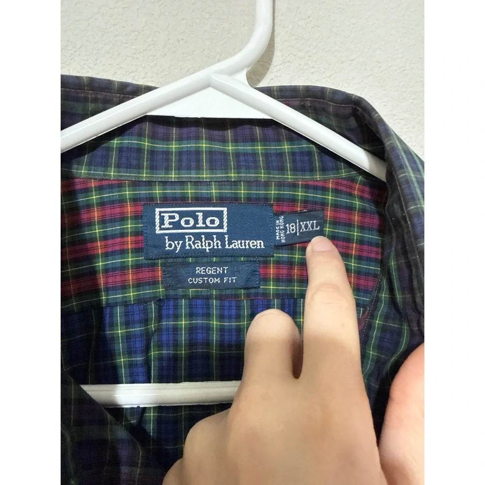 VTG Polo Ralph Lauren Mixed Plaid Men's Button‎ Down XXL/18 Regent Custom Fit